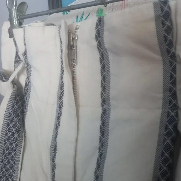 Acler RRP$295 'kingsway' Belted Diamond Grid Stripe Shorts white, grey/blue (6) - Picture 4 of 11